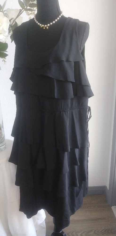 Apt.9 Black Short Sleeveless  Ruffled Tank Dress Size 1X Womens